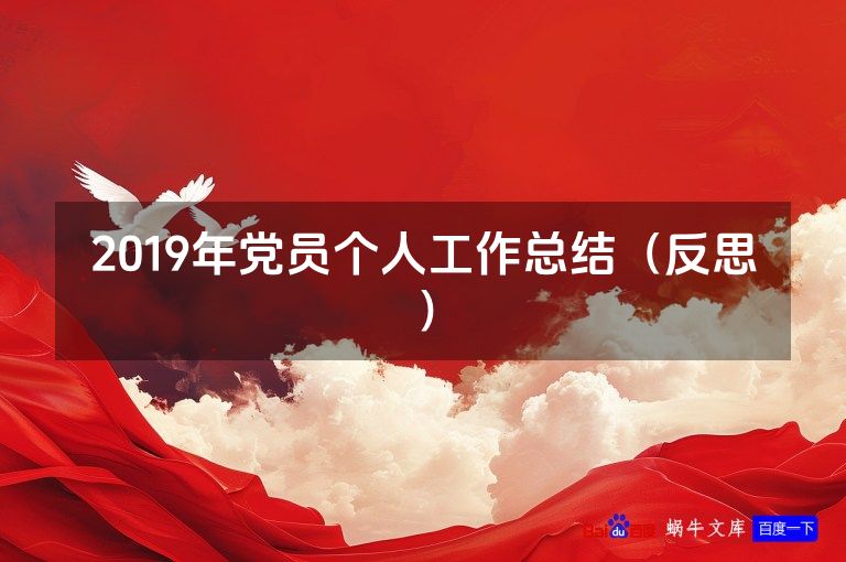 2019年党员个人工作总结（反思）