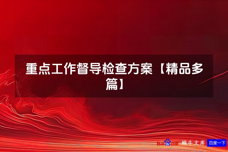 重点工作督导检查方案【精品多篇】