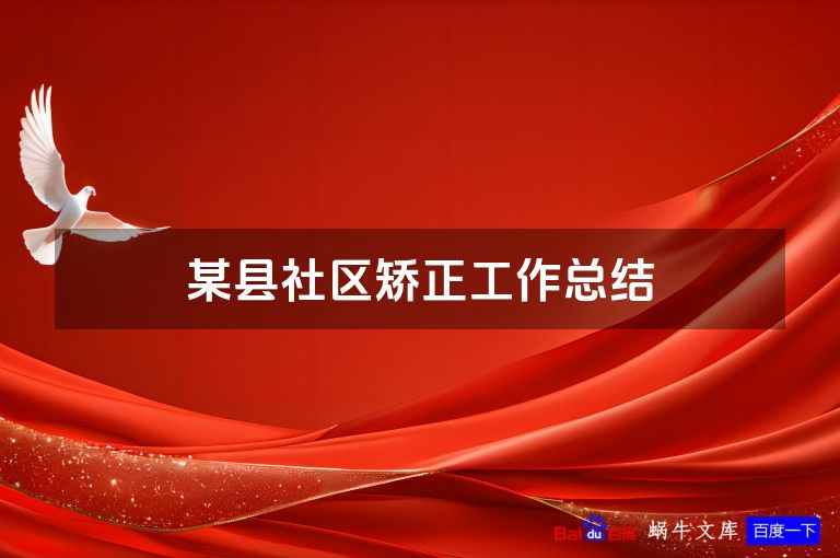 某县社区矫正工作总结