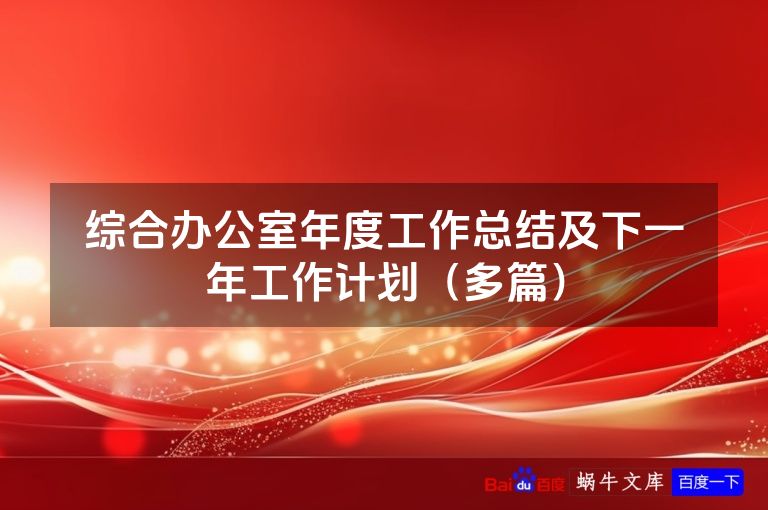 综合办公室年度工作总结及下一年工作计划（多篇）