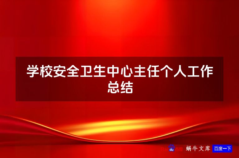 学校安全卫生中心主任个人工作总结