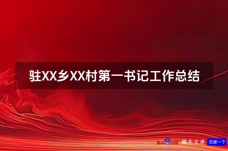 驻XX乡XX村第一书记工作总结