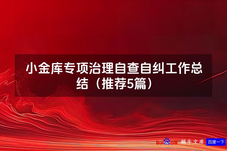 小金库专项治理自查自纠工作总结（推荐5篇）