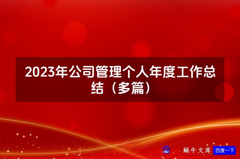 2023年公司管理个人年度工作总结（多篇）