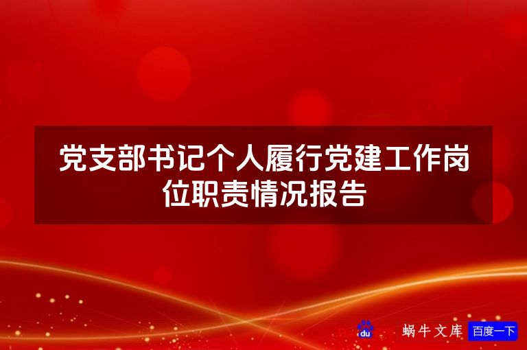 党支部书记个人履行党建工作岗位职责情况报告