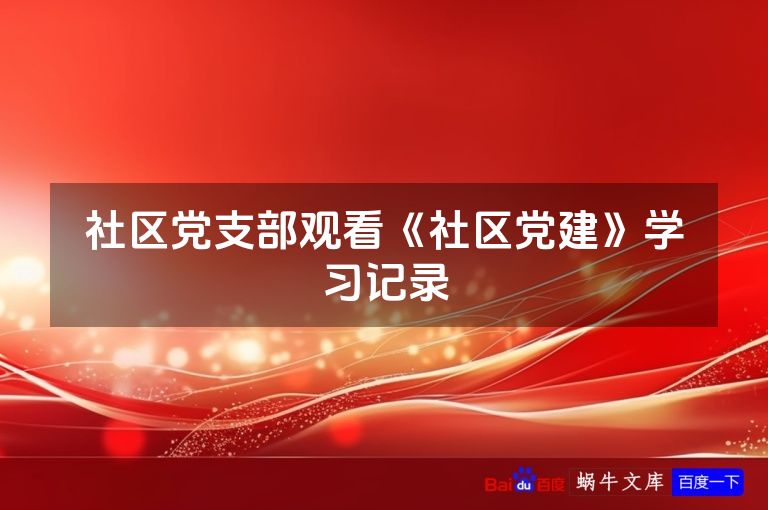 社区党支部观看《社区党建》学习记录