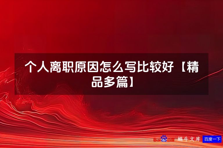 个人离职原因怎么写比较好【精品多篇】
