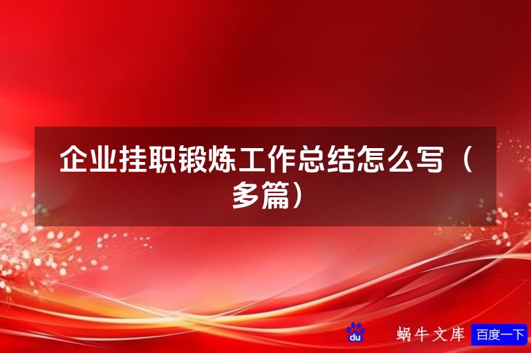 企业挂职锻炼工作总结怎么写（多篇）