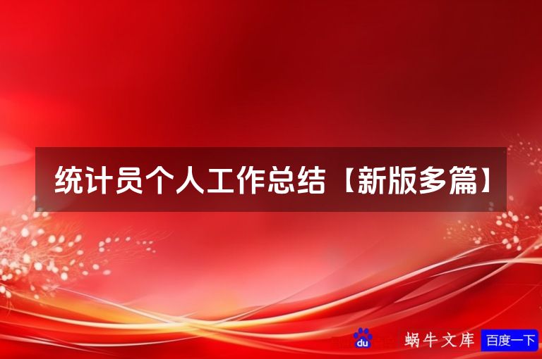 统计员个人工作总结【新版多篇】