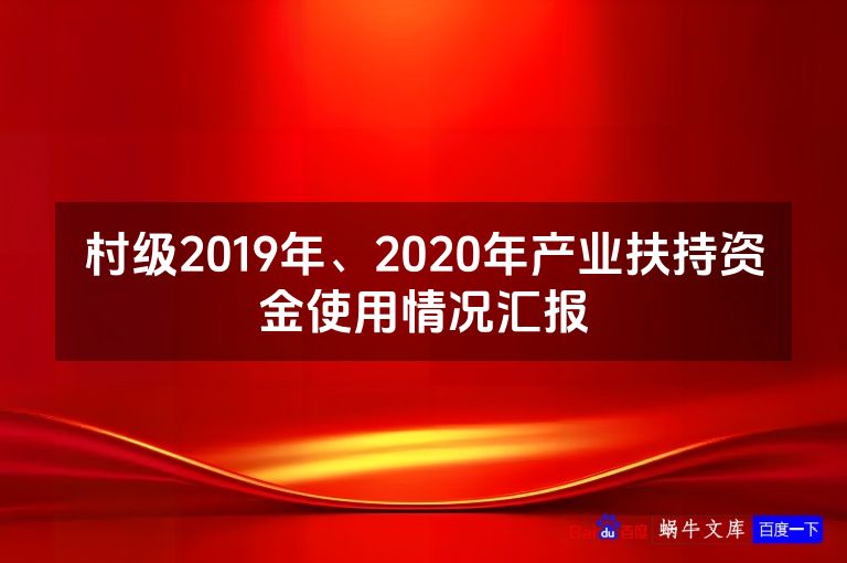 村级2019年、2020年产业扶持资金使用情况汇报