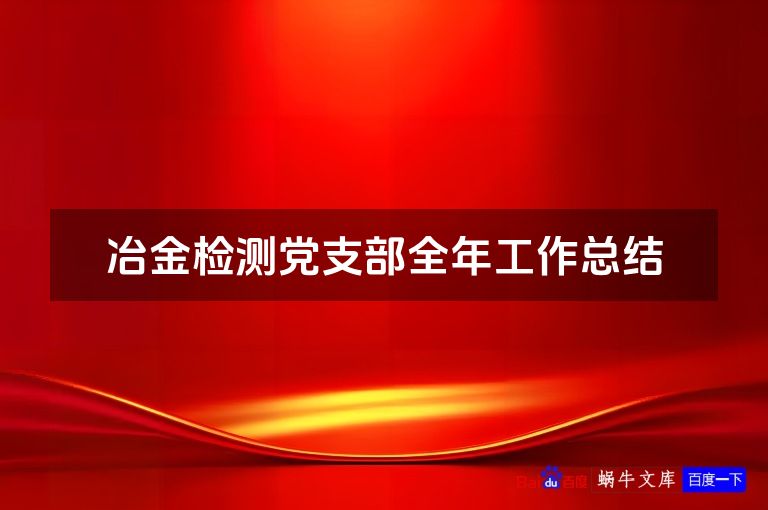 冶金检测党支部全年工作总结