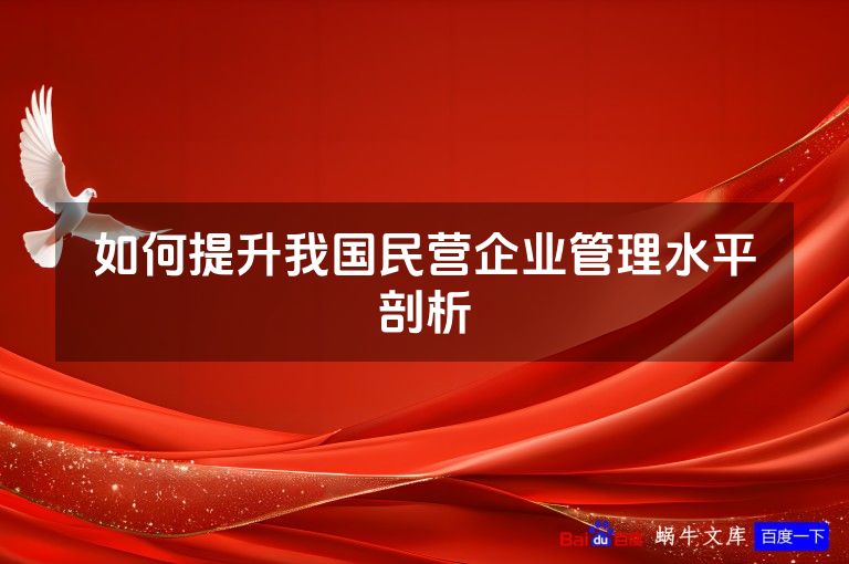 如何提升我国民营企业管理水平剖析