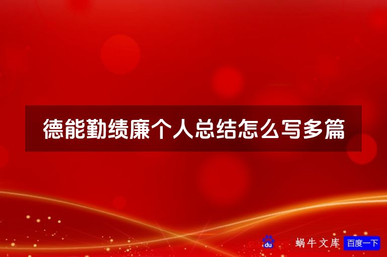 德能勤绩廉个人总结怎么写多篇