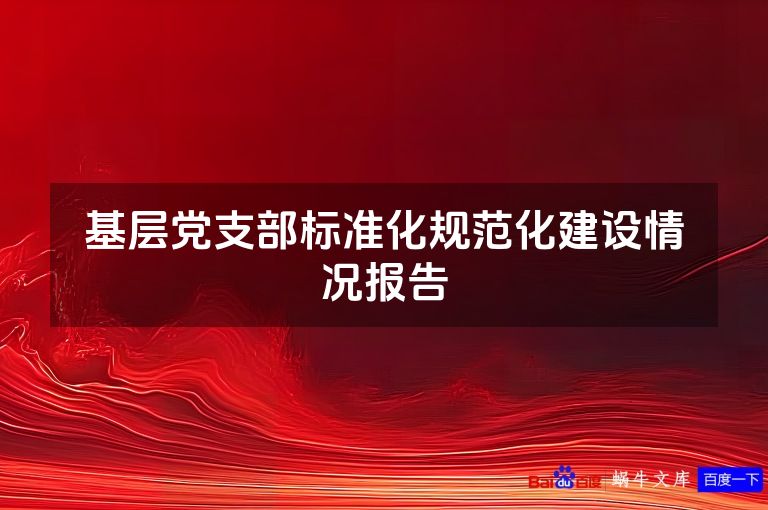 基层党支部标准化规范化建设情况报告