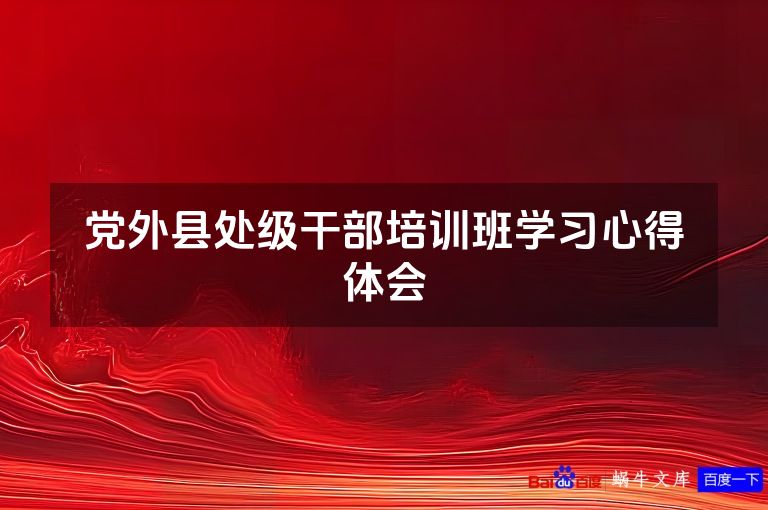 党外县处级干部培训班学习心得体会