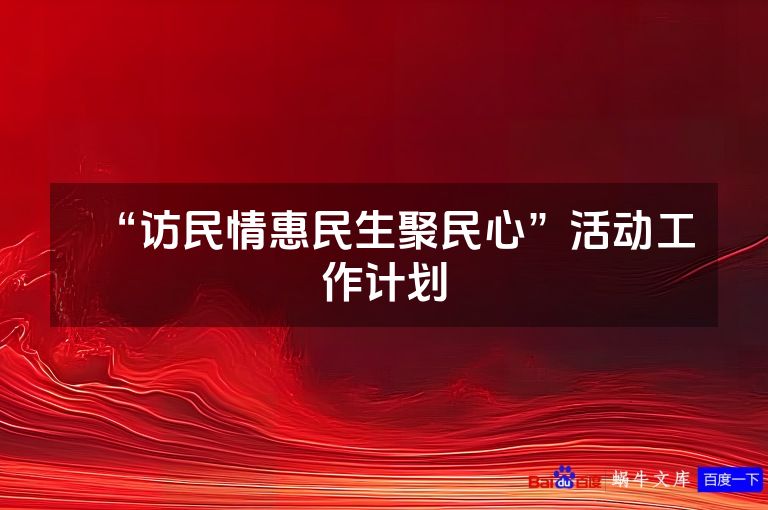 “访民情惠民生聚民心”活动工作计划