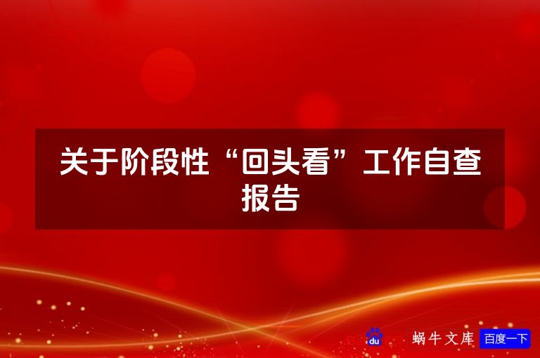 关于阶段性“回头看”工作自查报告