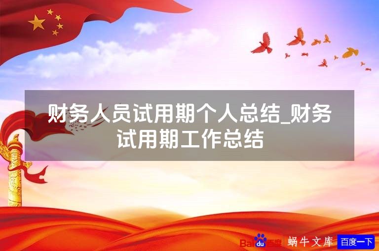 财务人员试用期个人总结_财务试用期工作总结