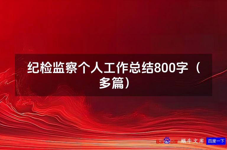 纪检监察个人工作总结800字（多篇）