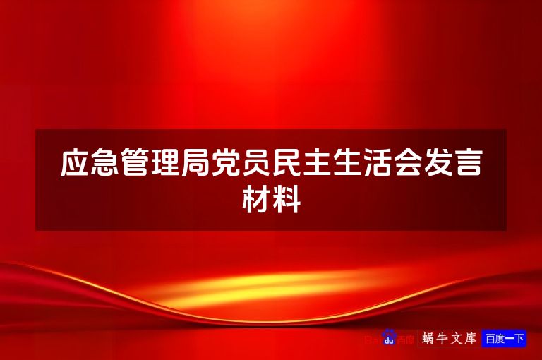 应急管理局党员民主生活会发言材料