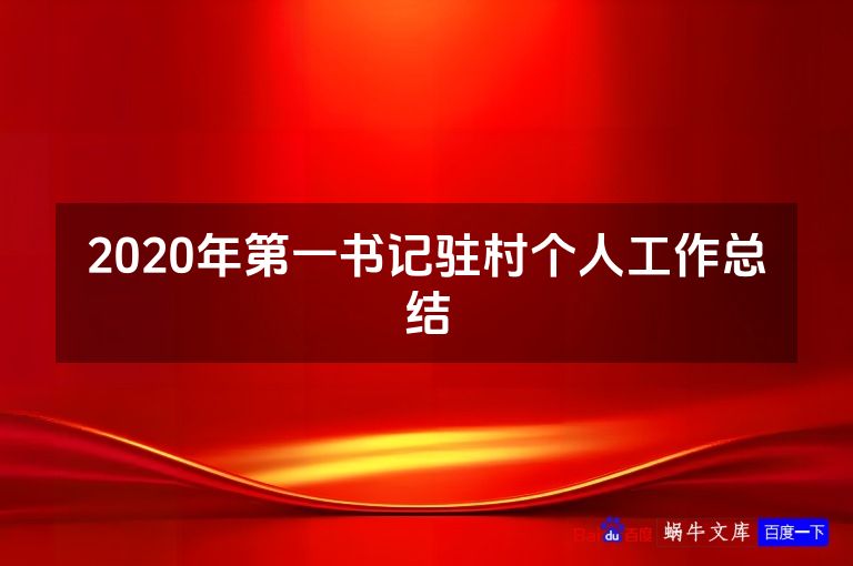 2020年第一书记驻村个人工作总结