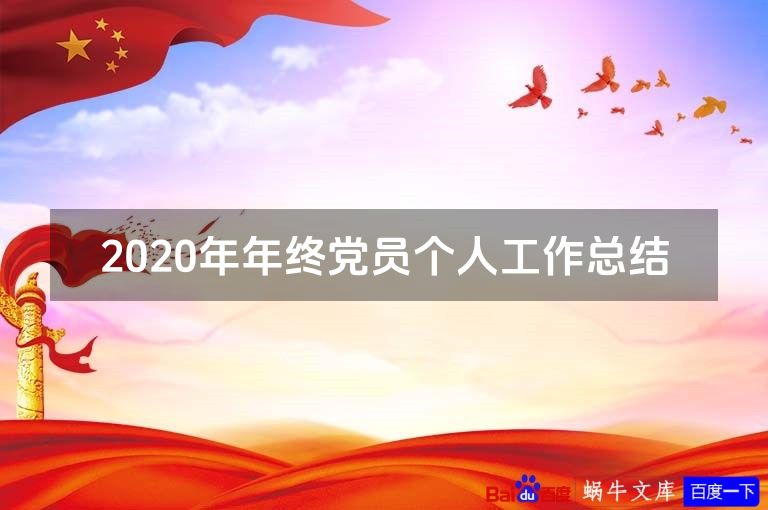 2020年年终党员个人工作总结