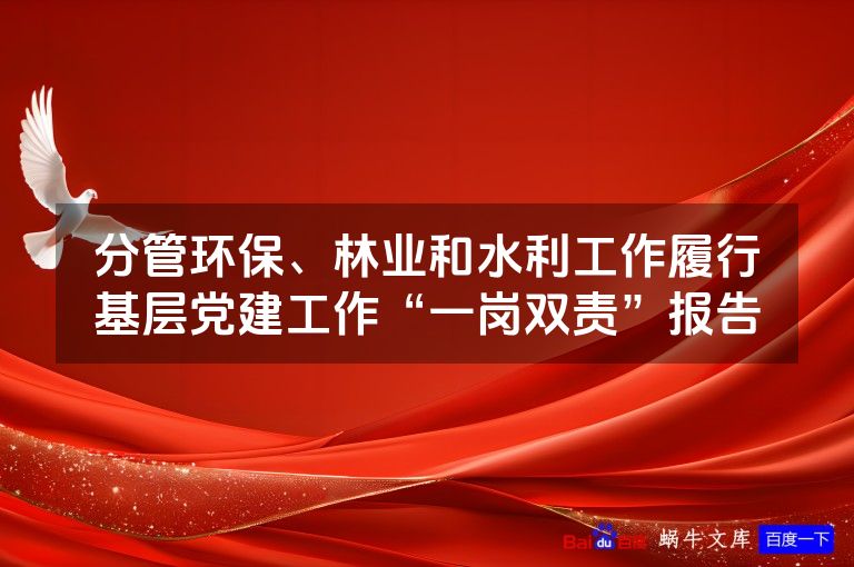 分管环保、林业和水利工作履行基层党建工作“一岗双责”报告