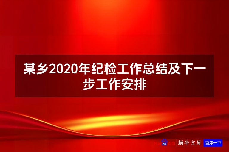 某乡2020年纪检工作总结及下一步工作安排