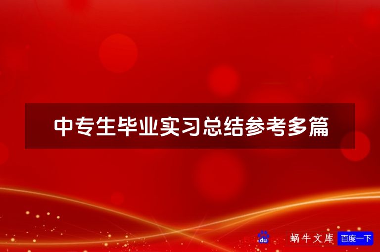 中专生毕业实习总结参考多篇