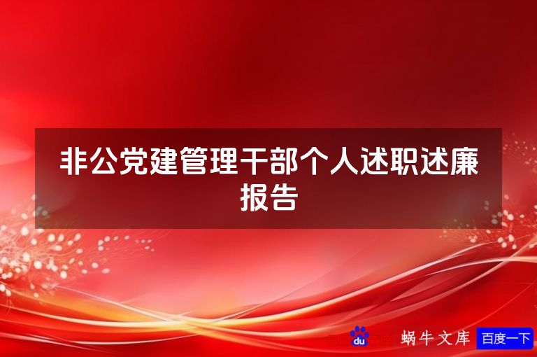 非公党建管理干部个人述职述廉报告