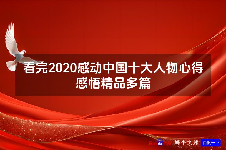 看完2020感动中国十大人物心得感悟精品多篇