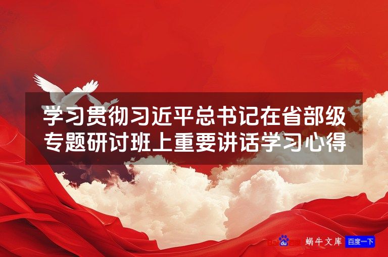 学习贯彻习近平总书记在省部级专题研讨班上重要讲话学习心得