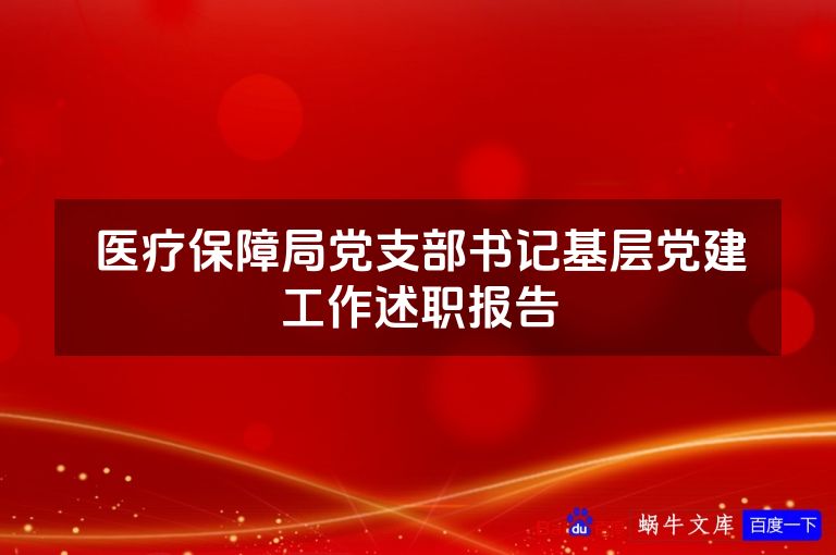 医疗保障局党支部书记基层党建工作述职报告