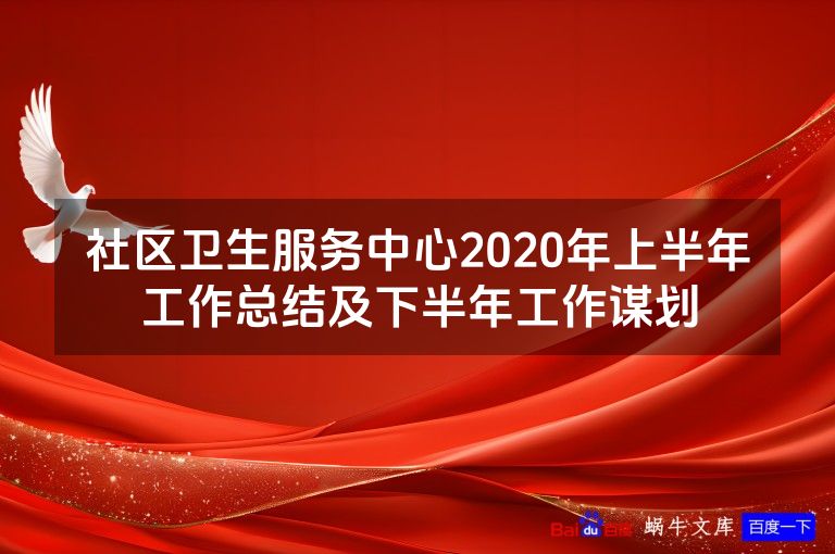 社区卫生服务中心2020年上半年工作总结及下半年工作谋划
