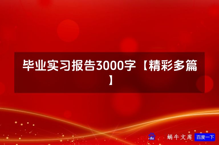 毕业实习报告3000字【精彩多篇】