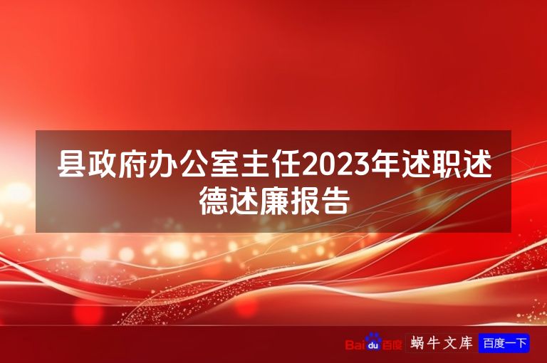 县政府办公室主任2023年述职述德述廉报告