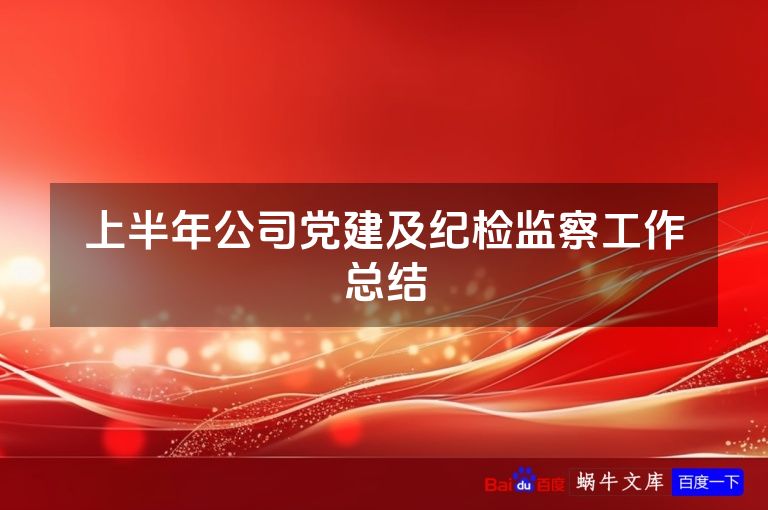 上半年公司党建及纪检监察工作总结