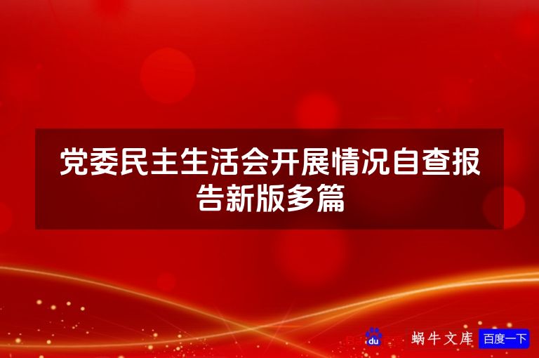 党委民主生活会开展情况自查报告新版多篇
