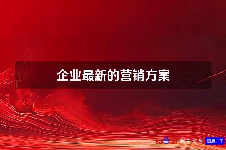 企业最新的营销方案