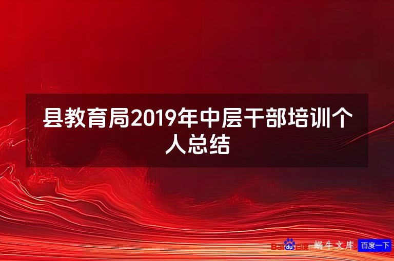 县教育局2019年中层干部培训个人总结