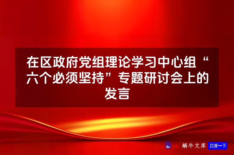 在区政府党组理论学习中心组“六个必须坚持”专题研讨会上的发言