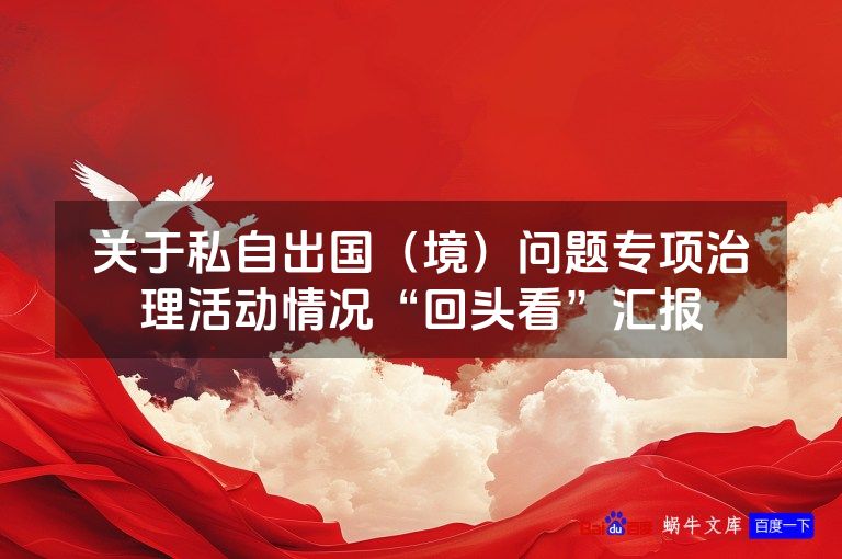 关于私自出国（境）问题专项治理活动情况“回头看”汇报