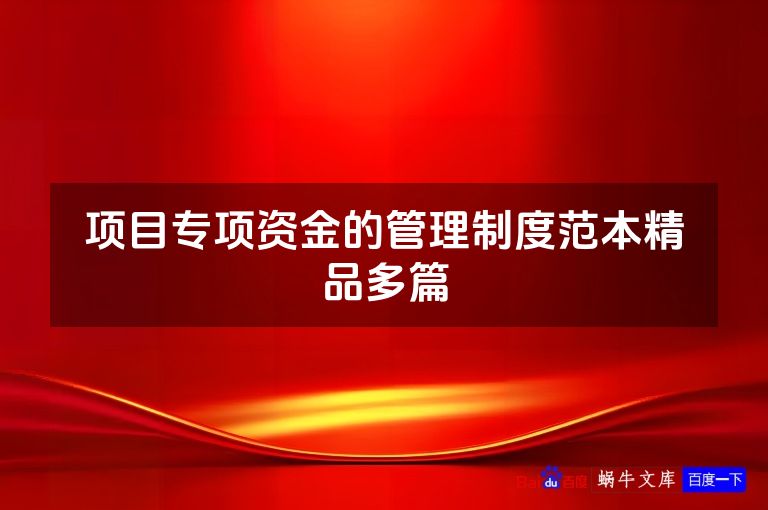 项目专项资金的管理制度范本精品多篇