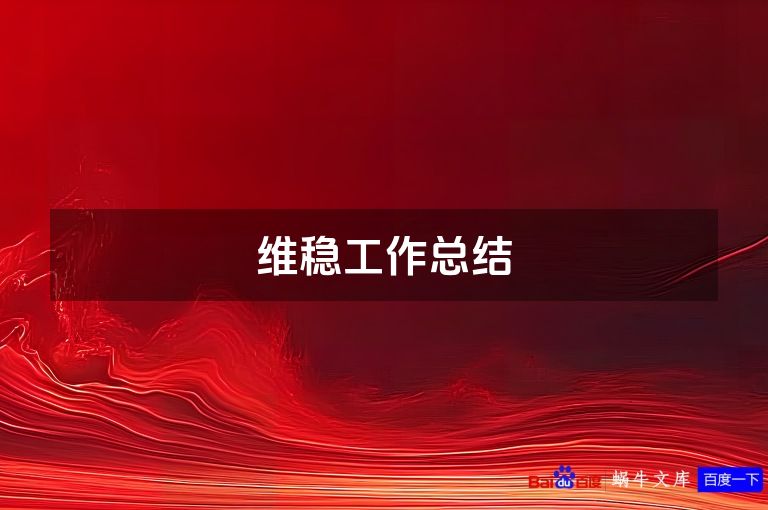 维稳工作总结