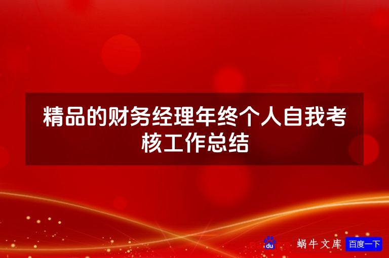 精品的财务经理年终个人自我考核工作总结