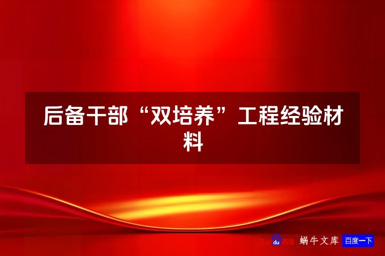后备干部“双培养”工程经验材料