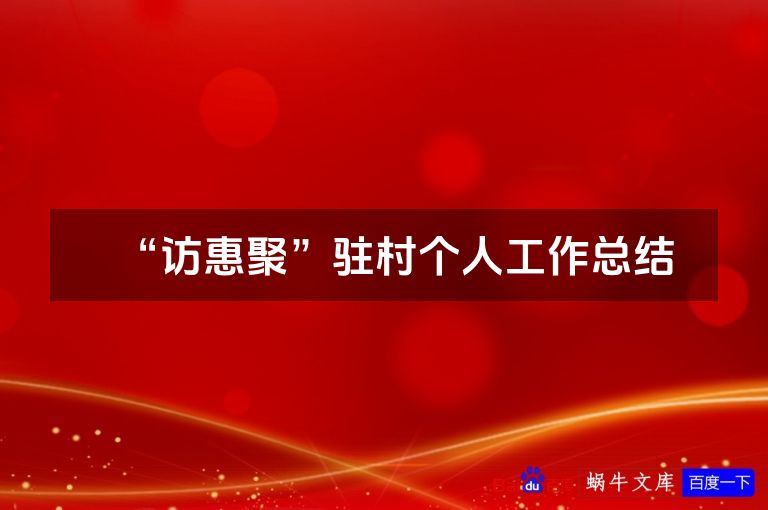 “访惠聚”驻村个人工作总结