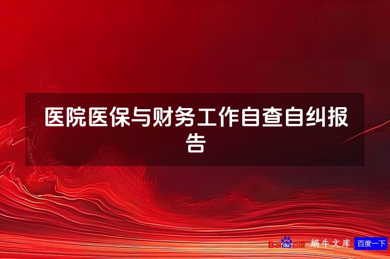 医院医保与财务工作自查自纠报告