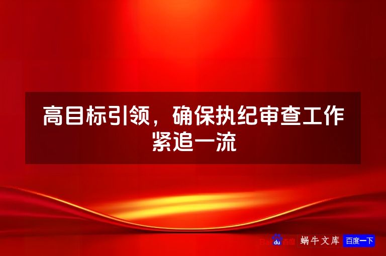 高目标引领,确保执纪审查工作紧追一流