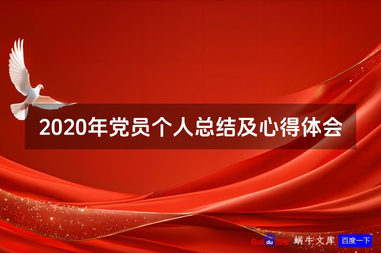 2020年党员个人总结及心得体会